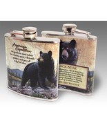 American Expedition Black Bear Steel Hip Flask 6 oz NIB Men&#39;s Gift Fathe... - $22.66