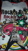 Womens Jrs Max Rave Embellished Graphic Rock N Roll Gift Box Tee T Shirt New $25 - $12.99