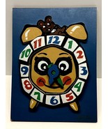 Vintage 1950’s Rainbow Crafts Hand painted Wood Puzzle ALARM CLOCK Learn... - $15.83
