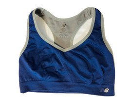 New Balance Woman Sz S Sports Bra Blue Gray Racerback Stretchy Lined Key... - $8.88