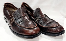Knapp BROWN LEATHER BROGUE PENNY Loafer Dress Cushion Vulcan Vintage Men... - $54.99