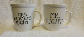 Two NATURAL LIFE Coffee Cups / Mugs MR RIGHT &amp; MRS ALWAYS RIGHT - £19.23 GBP