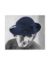 1930s Jaunty Brimmed Sports Hat with Bow- Crochet pattern (PDF 2735) - £2.94 GBP