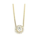 Round Diamond Halo Pendant Necklace 14K Yellow Gold, 1.09 CTW - £2,612.53 GBP