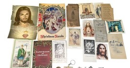 Vintage Catholic Lot Rosaries Medals Crucifixes Prayer Cards Ephemera image 2