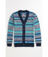 MENS MODERN AMUSEMENT BLUE Piper Multi Striped Cardigan SWEATER NEW $65 - £36.05 GBP