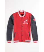  MENS GUYS FYASKO RED JV VARSITY JACKET SNAP BUTTON FRONT GRAY SLEEVES N... - £48.83 GBP