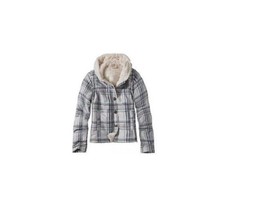 Womens Jrs O&#39;neill Tan Tournament Hoodie Fleece Jacket Beige Plaid Print New $70 - £30.66 GBP