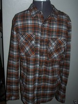 MEN&#39;S GUY&#39;S 44MM MARK FLANNEL BUTTON-UP BROWN PLAID L/S SHIRT NEW $50 - £27.57 GBP