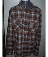 MEN&#39;S GUY&#39;S 44MM MARK FLANNEL BUTTON-UP BROWN PLAID L/S SHIRT NEW $50 - £27.48 GBP