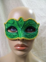 Green Glitter Eye Mask Royal Masquerade Ball Venetian Frog Prince Forest... - $165.07 MXN