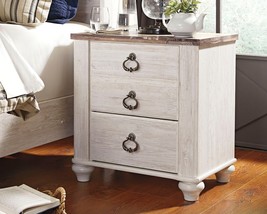 Willowton - Brown / Beige / White - Two Drawer Night Stand - £127.44 GBP