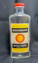 VTG Dickinson&#39;s Witch Hazel Dbl Distilled Original Advertising 8 Oz Empty Bottle - £23.86 GBP