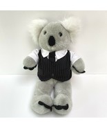 Koala Plush Build A Bear Black Vest Tie Shirt BAB Grey Stuffed Animal 16&quot; - £13.88 GBP
