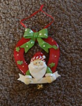 NEW SANTA in Wreath  Clay  Ornament - $3.99