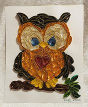 Handcrafted Quilled Paper Art Red Heart Owl - £19.55 GBP