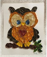 Handcrafted Quilled Paper Art Red Heart Owl - £20.03 GBP
