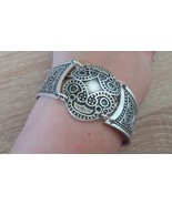 Silver Plated Curved Shaped Armor Link Bracelet, Armenian Bracelet - £30.50 GBP