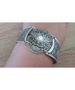 Silver Plated Curved Shaped Armor Link Bracelet, Armenian Bracelet - $53.25 CAD