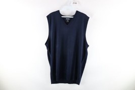 NOS Vintage Grunge Mens Size 2XL XXL Blank Knit V-Neck Sweater Vest Navy Blue - £39.52 GBP