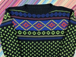 Vintage Ralph Lauren Sweater Neon Ski Hand Knit RL Active Winter Aztec S... - £47.47 GBP