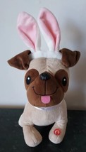 Hallmark Watch Me Hop Pug Dog w/ Bunny Ears Easter Themed Electronic Plush Sings - £8.73 GBP