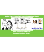 Custom Wedding place card gift caricatures drawn from photos for Bridesmaids - $55.21