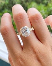 5.2CT Emerald Cut Engagement miligrain Double Prong wedding Anniversary Rings - £114.90 GBP