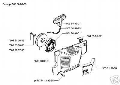 STARTER RECOIL ASSEMBLY 503608803 HUSQVARNA 55 RANCHER - Outdoor Power ...