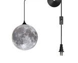 Resin Moon Pendant Lamp Plug In Adjustable Cord, 3D Printing Hanging Cei... - $81.99