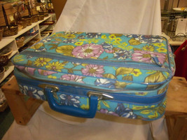 Free Shipping FLORAL SUITCASE vintage canvas cloth carry on travelware MOD weeke - £29.89 GBP