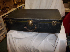 Free Shipping 1940s SUITCASE vintage Black with metal corners leather handle - £47.96 GBP