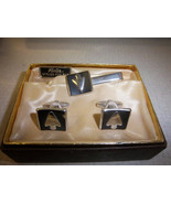 vintage Foster styles for men cufflinks & tie clasp set black and silver arrowhe - $9.00