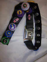 FREE SHIPPING Belt made from a seat belt buckle with cool soda pop caps ... - £19.66 GBP