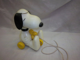 FREE Shipping SNOOPY pull toy peanuts charlie brown woodstock ears twirl vintage - £39.95 GBP