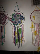 FREE SHIP Handmade vintage Dreamcatcher Colorful electric green feathers purple  - £44.83 GBP