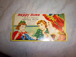 Free Ship Vintage Sewing Needle case book sleeve Happy Home great graphics red h - £4.49 GBP