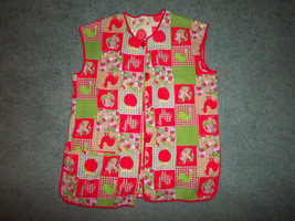vintage handmade apron smock apples rooster flowers with pocket button front kit - £9.59 GBP