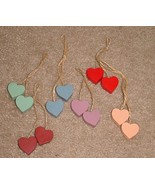 LOT of  2 pair   Wood Hand Painted Hanging  Sm  HEARTS  Wall Home Decor ... - £1.56 GBP