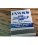 Evans Chevrolet Matchbook  - $8.00