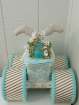 Mint , Gold and White Theme Baby Shower Four Wheeler Diaper Cake - £64.96 GBP