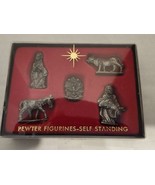 Vintage Miniature Mini Self Standing Pewter Figurines Nativity Set 5 Pie... - £12.76 GBP