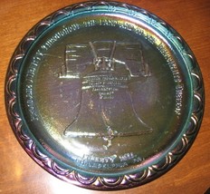 Bicentennial Collector Plate-Liberty Bell-Blue Carnival Glass-Indiana Gl... - $10.00