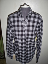 Mens Guys Quiksilver Buffalo Plaid Button Up Woven Tee Shirt Black/Gray New $45 - $36.99