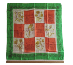 Vintage Square Scarf Floral Flower 32x34&quot; Gazebo Bridge Ivy Leaf Gate Garden - £9.00 GBP