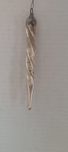 Victorian Twisted Icicle Teardrop Mercury Glass Christmas Ornament Mica Snow 6&quot; - £26.01 GBP