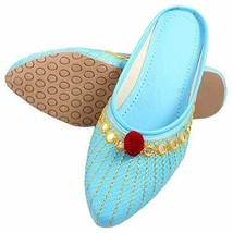 Womens Jutti Wedding bridal khussa ethnic bellies flat US Size 5-1 Blue DOT - £18.45 GBP