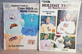 Cross Stitch Waste Canvas Lot of 2 Pattern Leaflets Sam Hawkins Ginny Fraser  - $12.82