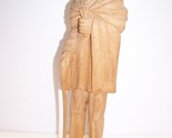 HAND CARVED WOOD SCULPTURE OLD MAN w/ STICK / CANE 16&quot; TALL - £71.92 GBP