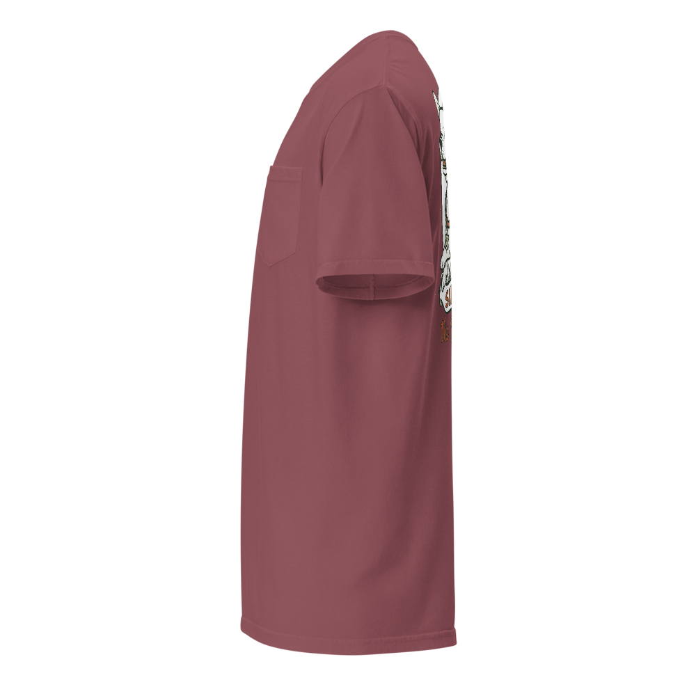 Unisex Garment-Dyed Pocket T-Shirt – Sir Mittens Back Print (Brick) Item image 4